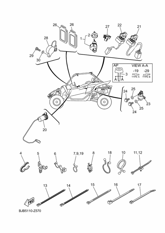 Yamaha 2HC-82526-01 Switch, Lamp — shown on the Electrical 3 parts diagram