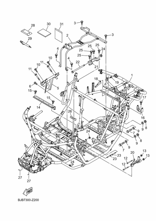 Yamaha BJB-F111B-00 Frame Sub Comp. — shown on the Frame parts diagram