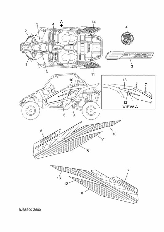 Yamaha BDW-F165G-10 Graphic, Rear (Lh) — shown on the Graphics parts diagram