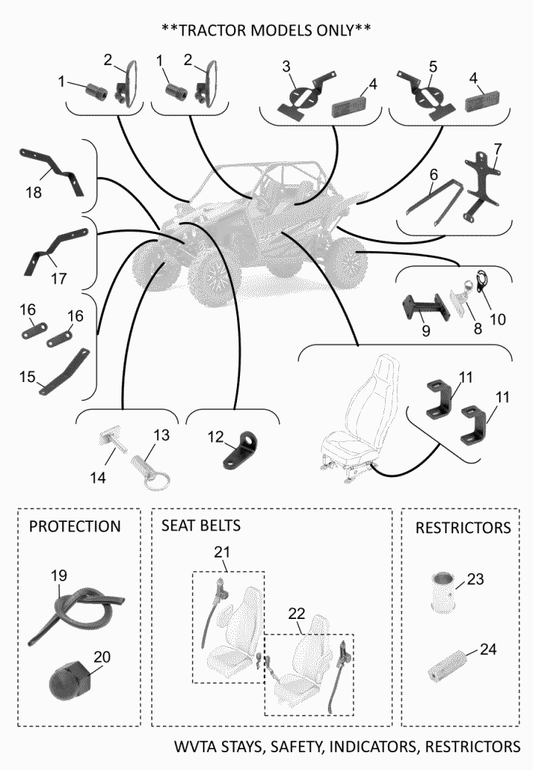 Yamaha MST-LDR02-40 Right Front Light Stay — shown on the Wvta Stays, Safety, Restrictors parts diagram