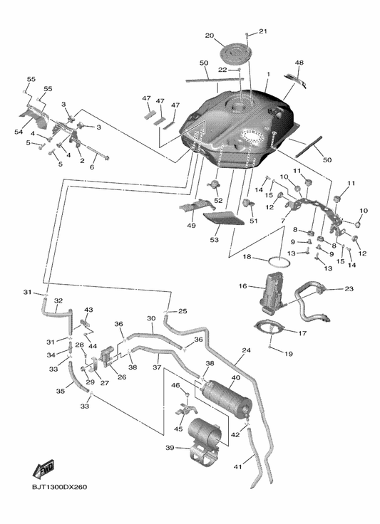 Yamaha 2RC-24318-00 Pipe, Overflow — shown on the Fuel Tank parts diagram
