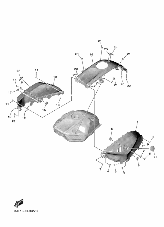 Yamaha BEB-24129-00-33 Cover, Side 1 — shown on the Fuel Tank 2 parts diagram