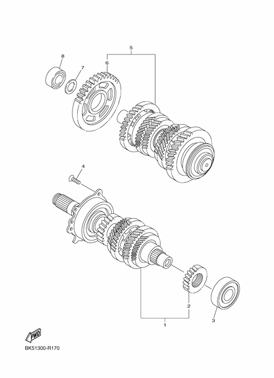 Yamaha B96-17420-00 Drive Axle Assy — shown on the Transmission parts diagram