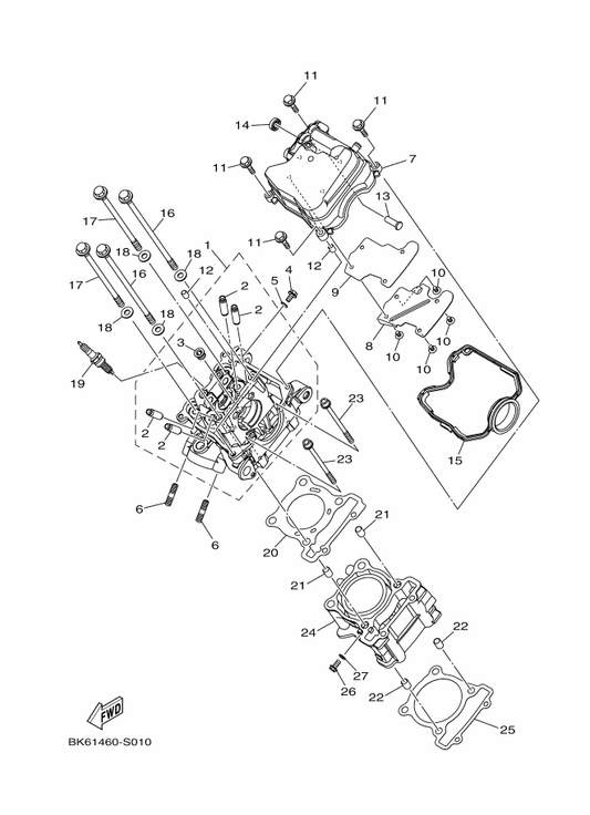 Yamaha BK6-E1351-00 Gasket, Cylinder — shown on the Cylinder Head parts diagram