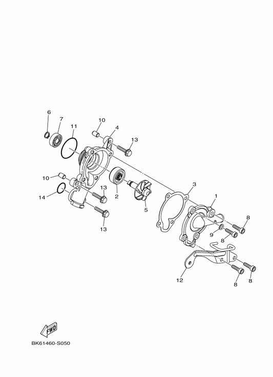 Yamaha BT3-E2422-00 Cover, Housing — shown on the Water Pump parts diagram
