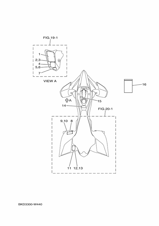 Yamaha 1TD-F816M-M0 Label, Warning Tire & Load — shown on the Emblem & Label 1 parts diagram