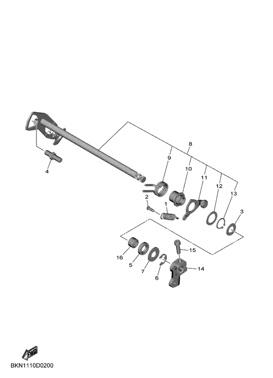Yamaha BKN-18101-00 Shift Shaft Assy — shown on the Shift Shaft parts diagram