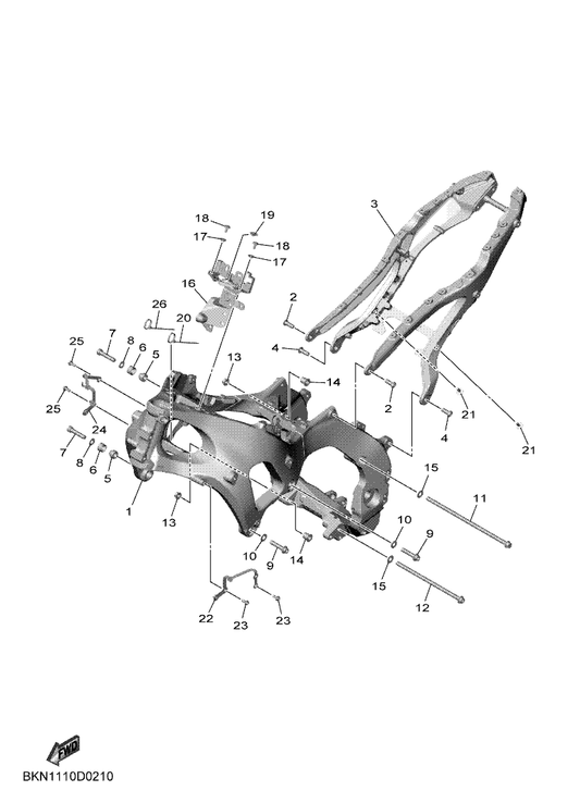 Yamaha BKN-2138L-01 Bracket 2 — shown on the Frame parts diagram