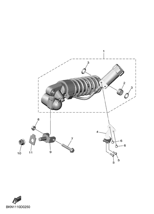 Yamaha BKN-2216C-00 Bracket 2 — shown on the Rear Suspension parts diagram