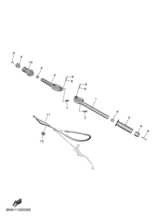Yamaha BKN-26335-00 Wire, Clutch — shown on the Steering Handle & Cable parts diagram