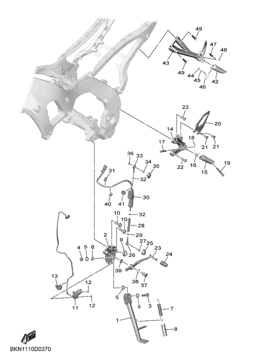 Yamaha BKN-27445-00 Plate 1 — shown on the Stand & Footrest parts diagram