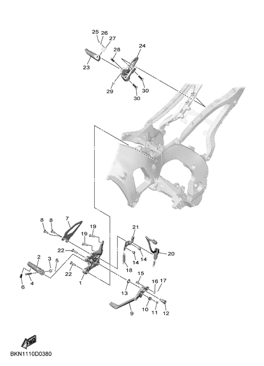 Yamaha BKN-27446-00 Plate 2 — shown on the Stand & Footrest 2 parts diagram
