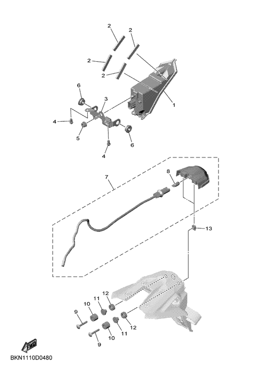 Yamaha BKN-84700-00 Taillight Assy — shown on the Taillight parts diagram
