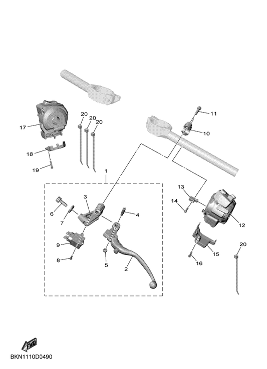 Yamaha BKN-8291R-00 Sw., Handle Rh — shown on the Handle Switch & Lever parts diagram