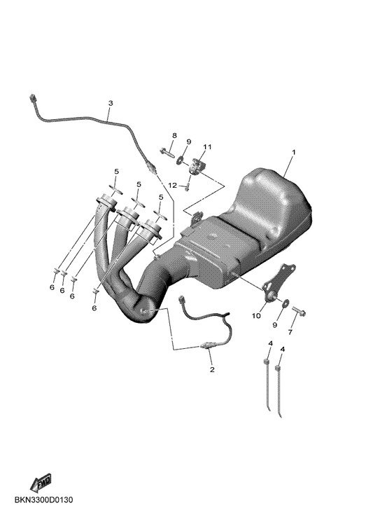 Yamaha BKN-21445-00 Stay, Muffler 1 — shown on the Exhaust parts diagram