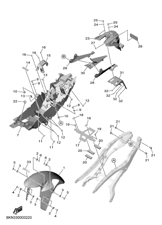Yamaha BKN-2116B-01 Brkt. — shown on the Fender parts diagram