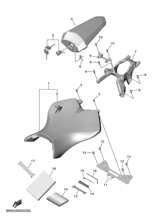 Yamaha BKN-2471A-00 Stay, Seat — shown on the Seat parts diagram