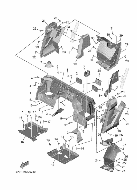 Yamaha B4M-F17E0-70 Side Cover Comp. 1 — shown on the Side Cover 2 parts diagram