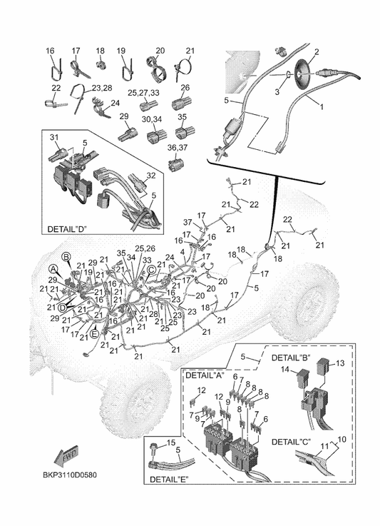 Yamaha BKP-82378-10 Connector — shown on the Electrical 3 parts diagram