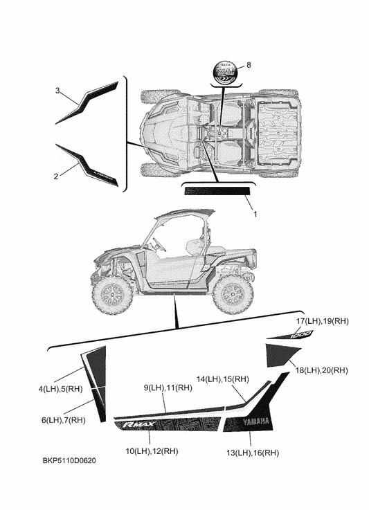 Yamaha BLU-F15J9-00 Graphic 6 (Rh) — shown on the Graphics parts diagram
