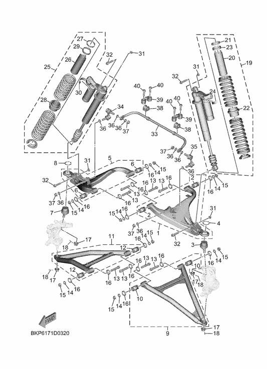 Yamaha B4J-F3570-10 Front Lower Arm Comp. (Left) — shown on the Front Suspension & Wheel parts diagram