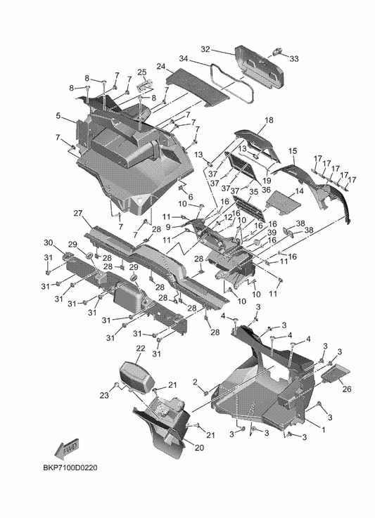 Yamaha B4J-F196T-30 Trim 1 — shown on the Front Fender 1 parts diagram