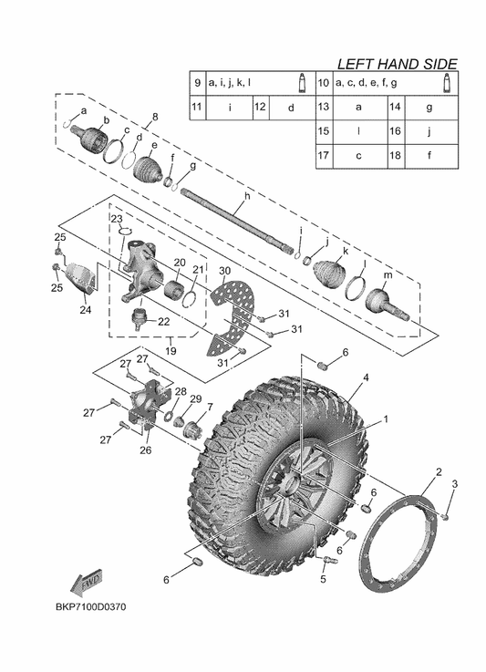 Yamaha BKP-2518F-00 Drive Shaft Assy — shown on the Front Wheel parts diagram
