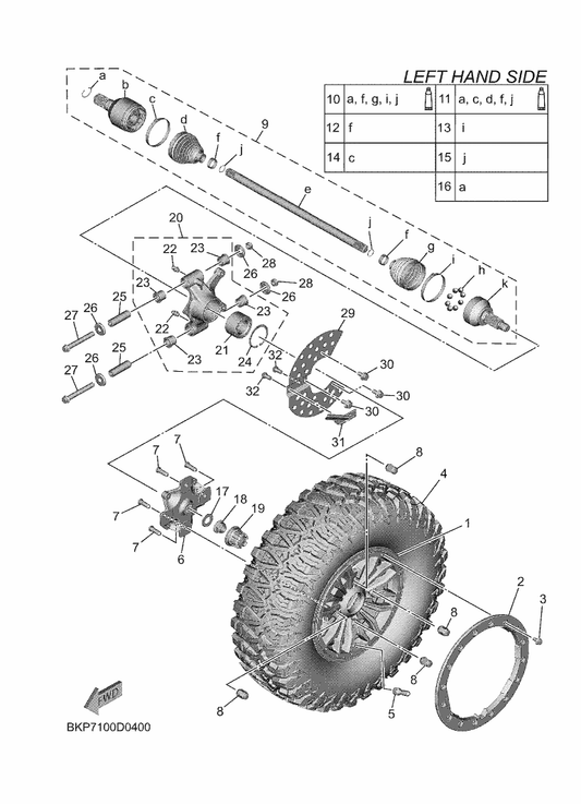 Yamaha B4J-F5111-02 Hub, Front — shown on the Rear Wheel parts diagram