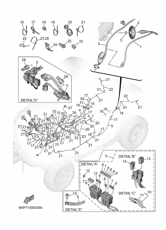Yamaha BKP-H2917-00 Switch — shown on the Electrical 3 parts diagram