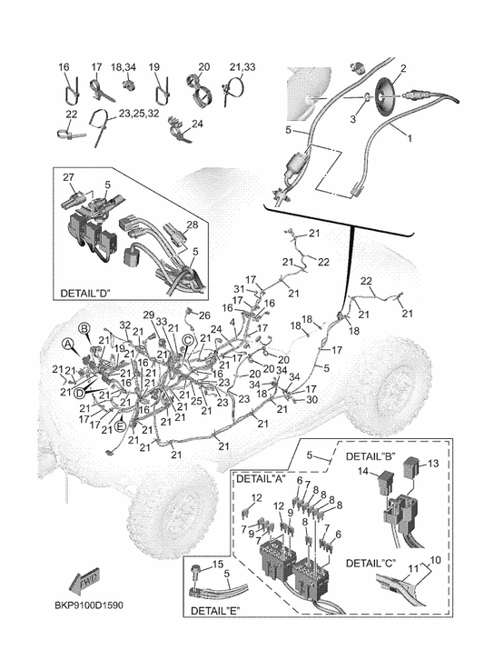 Yamaha BKP-82590-10 Wire Harness Assy — shown on the Electrical 3 parts diagram