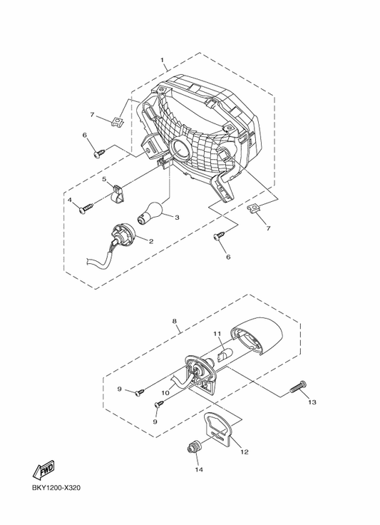 Yamaha BGE-H473A-00 . Cord Assy — shown on the Taillight parts diagram