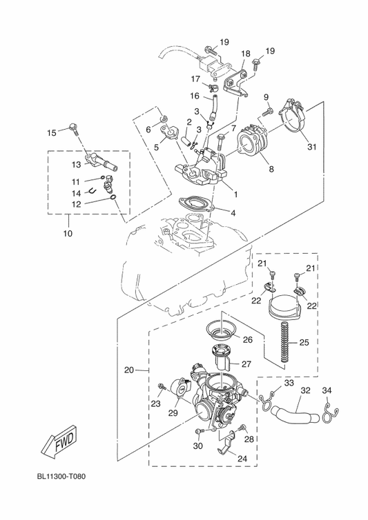 Yamaha 5RU-14313-00 . Suction Piston — shown on the Intake parts diagram