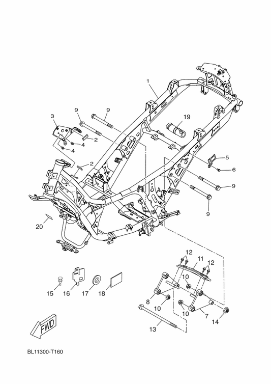 Yamaha BL1-F1110-00 Frame Comp. — shown on the Frame parts diagram