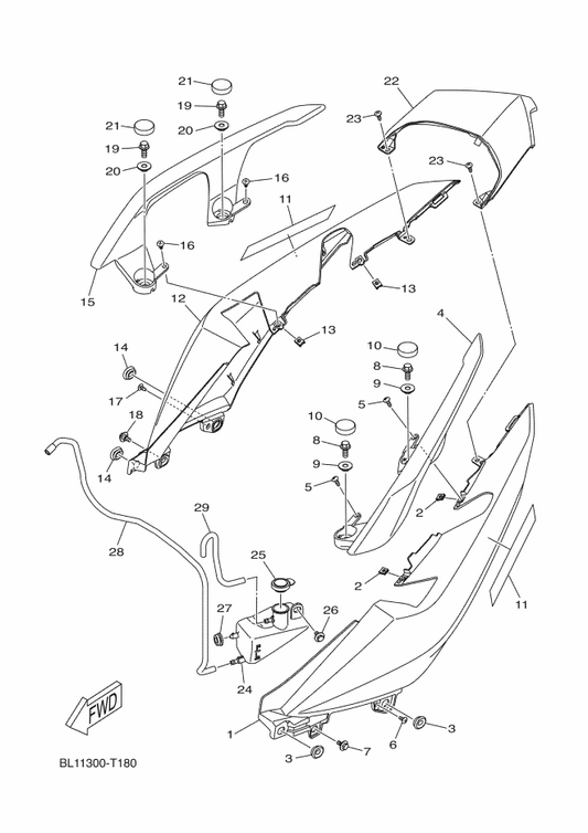 Yamaha BL1-F1731-00-P6 Cover, Side 3 — shown on the Side Cover parts diagram