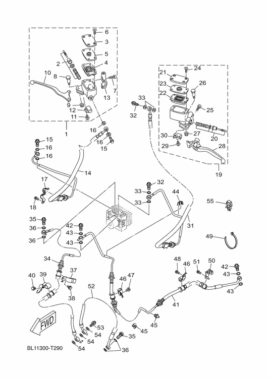 Yamaha BL1-F5872-00 Hose, Brake 1 — shown on the M. Cylinder For Disk Brake parts diagram