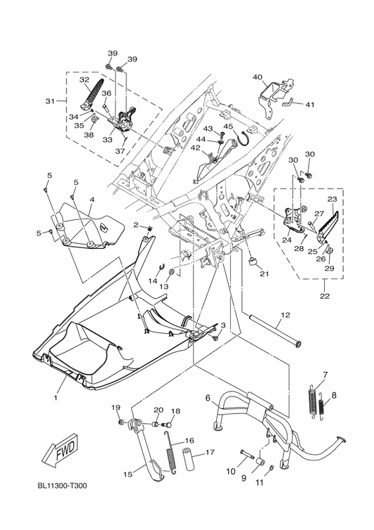 Yamaha 2JW-F7114-00 Stopper, Main Stand — shown on the Stand & Footrest parts diagram