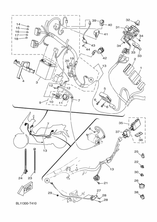 Yamaha BL1-H1815-00 Cord, Starter Motor — shown on the Electrical 1 parts diagram