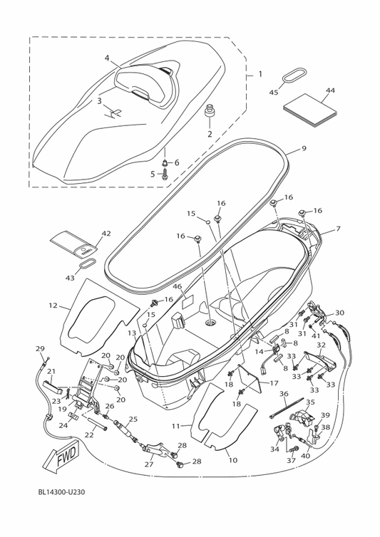 Yamaha 1SD-F1668-00 Label, Tire — shown on the Seat parts diagram