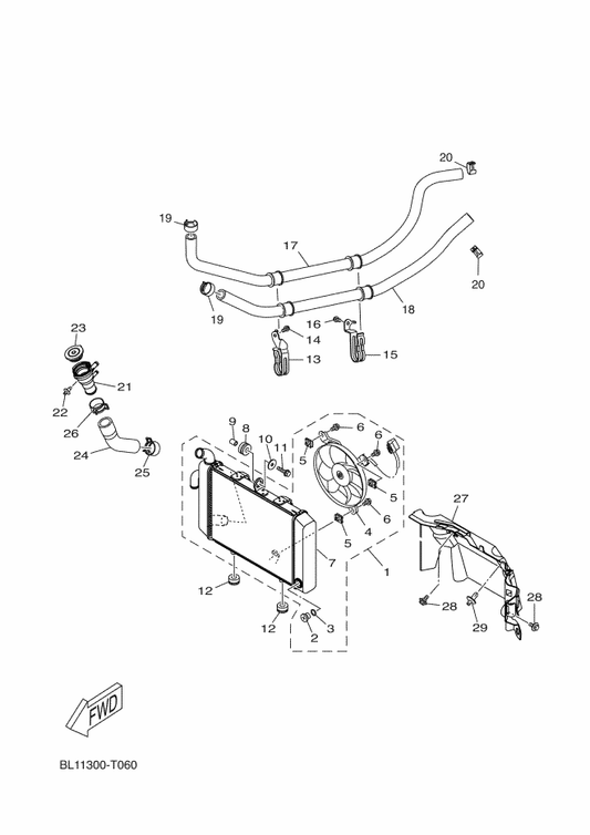 Yamaha BL2-E2482-00 Pipe 2 — shown on the Radiator & Hose parts diagram