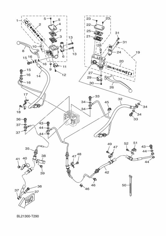 Yamaha BL2-F5876-00 Holder, Brake Hose 2 — shown on the M. Cylinder For Disk Brake parts diagram