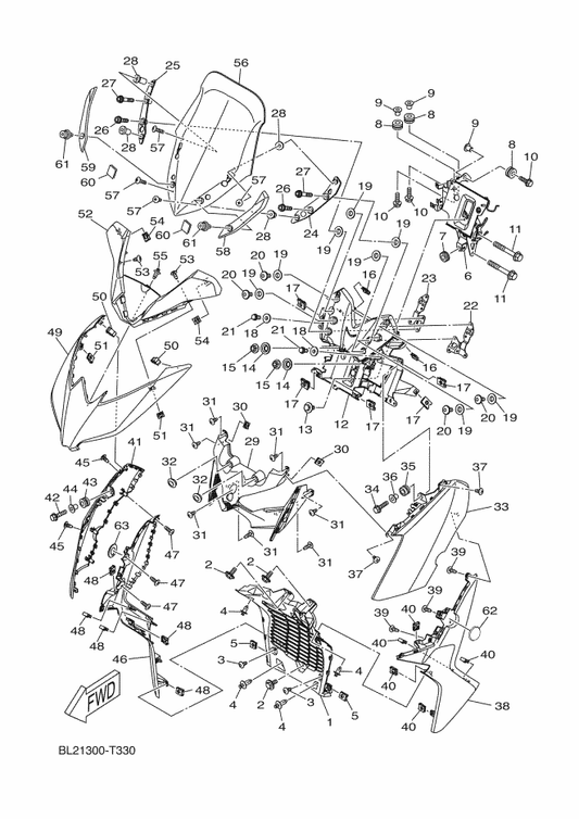 Yamaha BL1-F8377-00-P5 Body, Cowling 2 — shown on the Windshield parts diagram