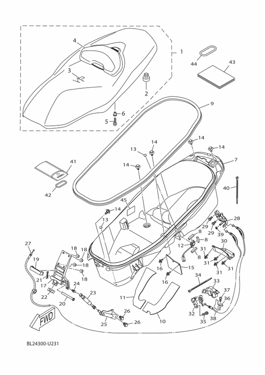 Yamaha 2DM-F1668-00 Label, Tire — shown on the Seat parts diagram