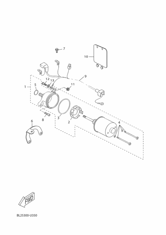 Yamaha BL2-H1815-00 Cord, Starter Motor — shown on the Starting Motor parts diagram