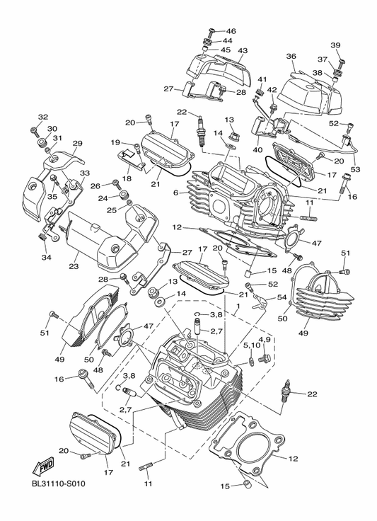 Yamaha 91815-16017 . Pin, Dowel — shown on the Cylinder Head parts diagram