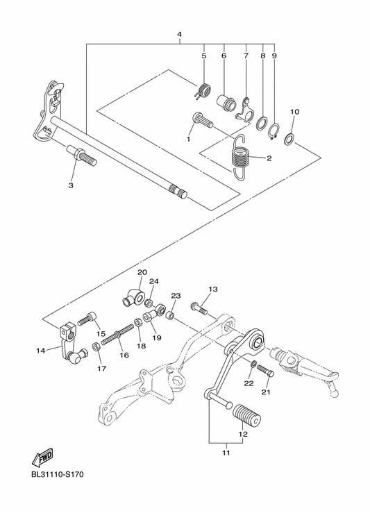 Yamaha 90506-18015 Spring, Tension — shown on the Shift Shaft parts diagram