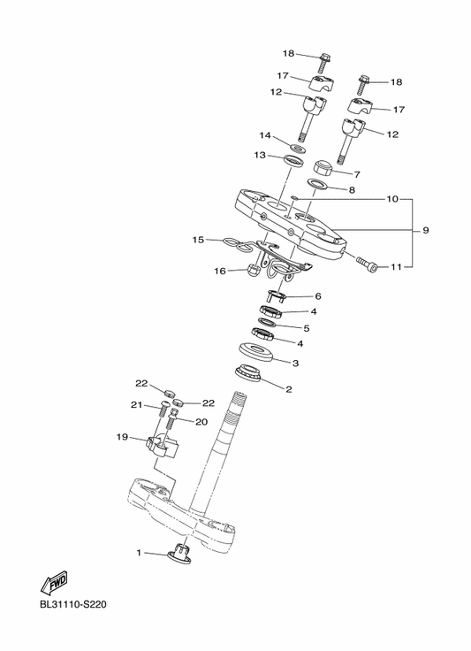 Yamaha BL3-23389-10 Guide, Cable — shown on the Steering parts diagram