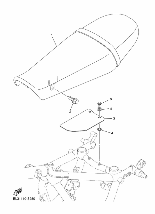 Yamaha BL3-24796-00 Cover — shown on the Seat parts diagram