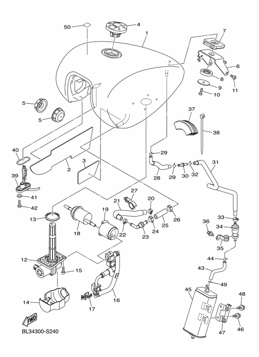 Yamaha 5VK-24602-30 Cap Assy — shown on the Fuel Tank parts diagram
