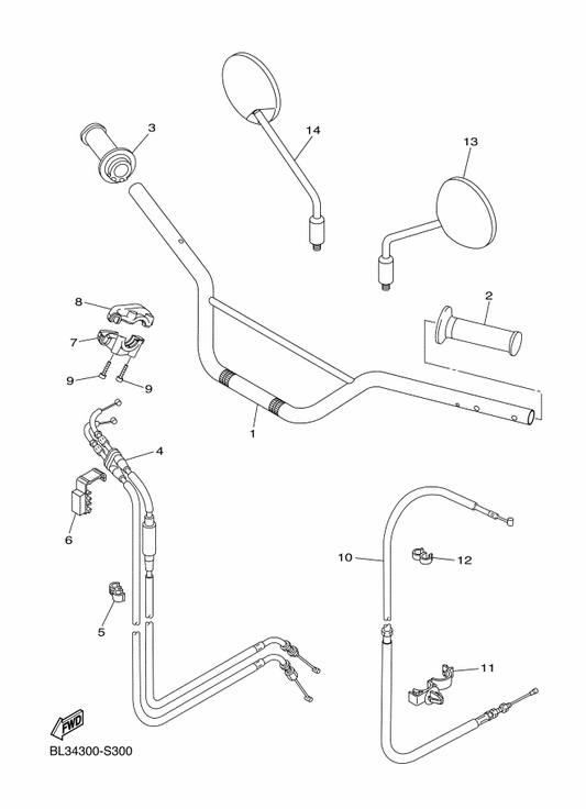 Yamaha BL3-26111-10 Handlebar — shown on the Steering Handle & Cable parts diagram