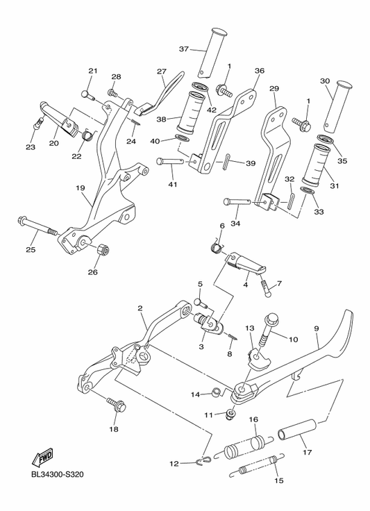 Yamaha 1XC-27264-00 Bracket 2 — shown on the Stand & Footrest parts diagram